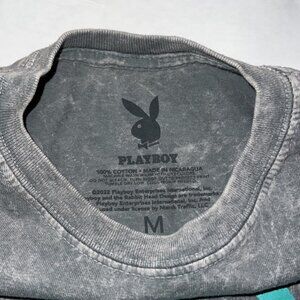 Playboy Green Ombre Logo Graphic Grey Short Sleeve Mens T-Shirt Sz M